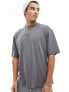 ASOS DESIGN oversized t-shirt in grey with applique city back print