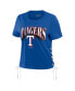 ფოტო #4 პროდუქტის Women's Royal Texas Rangers Side Lace-Up Cropped T-shirt