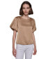 ფოტო #1 პროდუქტის Women's Grommet Puff-Sleeve Top