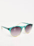 Фото #3 товара AJ Morgan grad school retro round festival sunglasses in green two-tone