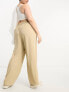 River Island Plus wide leg tailored dad trouser co-ord in beige