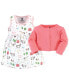 Baby Girls Cotton Dress and Cardigan 2pc Set, Farm Animals