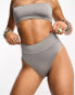 Фото #2 товара Weekday Heat high waist bikini bottom in shiny grey