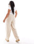 ONLY Curve cheesecloth wide leg trouser in beige