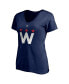 ფოტო #3 პროდუქტის Women's Tom Wilson Navy Washington Capitals 2020/21 Alternate Authentic Stack Name and Number V-Neck T-shirt