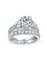 ფოტო #4 პროდუქტის 3CT Round Solitaire Brilliant Cut Heart Shaped AAA CZ Pave Band Engagement Wedding Ring Set For Women Sterling Silver