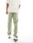 Фото #2 товара ASOS DESIGN vintage straight washed linen chino in washed sage green