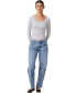 ფოტო #4 პროდუქტის Women’s Staple Rib Scoop Neck Long Sleeve Top