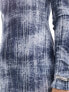 COLLUSION long sleeve slash neck acid wash maxi dress in blue