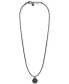 ფოტო #1 პროდუქტის Gunmetal IP Stainless Steel Logo Leather Pendant Necklace, 17-3/4" + 1-3/5"