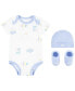 Baby Boys or Girls All-Over Print Bodysuit, Hat and Booties Gift Box Set, 3-Piece