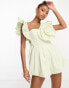 ASOS LUXE poplin playsuit with corsage and ruffle sleeves in soft green grün, 46 - фото #1