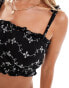 ASOS DESIGN broderie bandeau top with tie straps in mono соединенный, 36 - фото #3