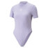 Puma Classics Ribbed Mock Neck Short Sleeve Bodysuit Womens Purple 53900325