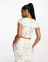 Фото #2 товара Bailey Rose lettuce hem crop top in cream starfish print co-ord