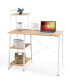 Фото #1 товара Стол для компьютера с полками Costway Study Writing Desk Workstation