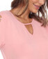 ფოტო #8 პროდუქტის Women's Keyhole Neck Cutout Short Sleeve Top