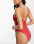 Brave Soul square neck swimsuit in red