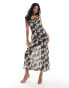 River Island floral print cowl neck maxi dress in black Черный, 36 - фото #1