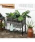 Фото #2 товара Elevated Metal Raised Garden Bed with Rattan Wicker Look, Underneath Tool Storage Rack, Sophisticated Modern Design, Gray