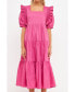 ფოტო #1 პროდუქტის Women's Square Neck Ruffle Smocked Detail Midi Dress