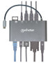 Manhattan USB-C Dock/Hub with Card Reader - Ports (x8): USB-C to HDMI - Audio 3.5mm - Ethernet - Mini DisplayPort - USB-A (x3) and USB-C - With Power Delivery to USB-C Port (60W) - Cable 20cm - Aluminium - Grey - Three Year Warranty - Retail Box - USB 3.2 Gen 1 (3.