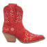 Фото #2 товара Dingo Sugar Bug Embroidery Floral Round Toe Cowboy Booties Womens Red Casual Boo