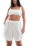 Фото #9 товара Esmee Curve stripe beach short co-ord in white