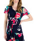 Фото #4 товара Petite Printed Tied-Side Fit & Flare Dress