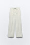 STRIPED LINEN BLEND WIDE-LEG TROUSERS