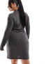 Фото #7 товара Noisy May Curve 1/4 zip long sleeve dress in grey diagonal stripe