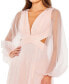 ფოტო #5 პროდუქტის Women's Tulle Puff Sleeve Cut Out Lace Up A Line Gown