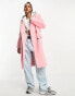 ASOS DESIGN mid length dad coat in pink