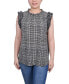 ფოტო #1 პროდუქტის Petite Sleeveless Crepe Top with Chiffon Ruffles