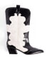 NA-KD leather western boots in black and white