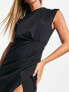 ASOS DESIGN ponte sleeveless tuck detail midi dress in black