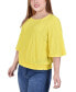 Фото #3 товара Plus Size Smocked Hem Knit Eyelet Top