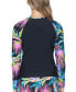 Juniors' Printed Long-Sleeve Front Zip Rash Guard