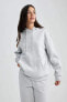 Kadın Grey Melange Sweatshirt W8071az