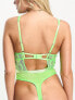 Фото #3 товара ASOS DESIGN Emi fishnet lace underwired body in bright green