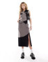 Фото #1 товара Reclaimed Vintage spliced midi skirt in grey and black