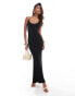 Фото #1 товара ASOS DESIGN asymmetric scoop neck maxi dress with skinny strap and open back detail in black