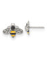 Stainless Steel Polished and Enameled Crystal Bee Earrings