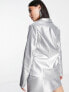 Фото #3 товара I Saw It First metallic oversized dad blazer co-ord in silver