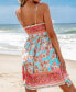 Women's Pink & Aqua Sleeveless Square Neck Mini Beach Dress