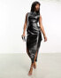 Amy Lynn high neck cut out dress in black metallic