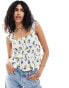 ASOS DESIGN peplum milkmaid top in floral print