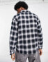 ADPT oversized boxy flannel check overshirt in black