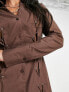 Фото #3 товара COLLUSION long sleeve lace up shirt dress in brown