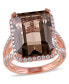 Фото #1 товара Smokey Quartz (12-1/2 ct. t.w.) and Diamond (1-1/2 ct. t.w.) Octagon Halo Ring in 14k Rose Gold